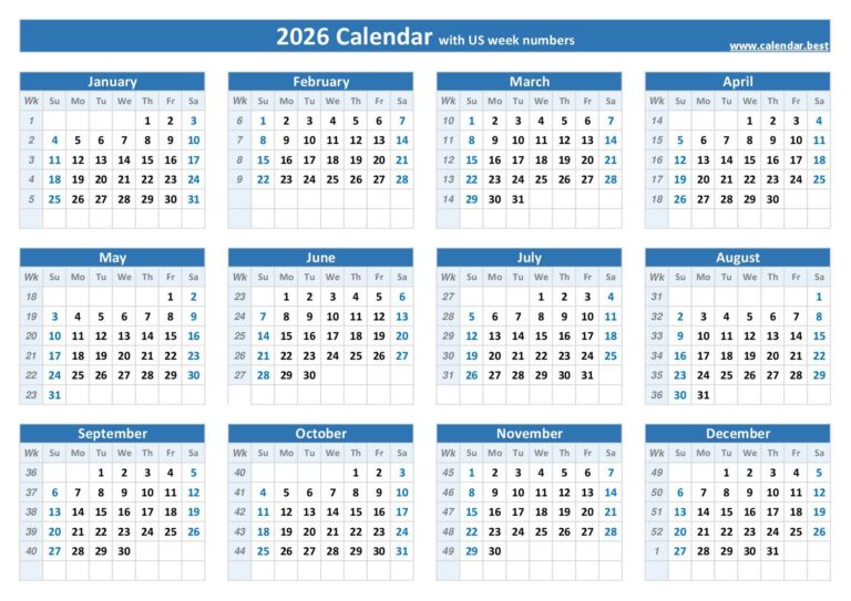 2026 Calendar With Week Numbers Printable: Your Guide to Organization and Productivity