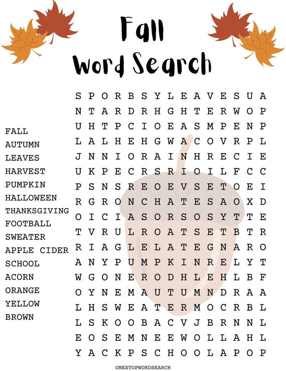 Autumn Word Search Printable: A Fall-Themed Puzzle for Learning and Entertainment