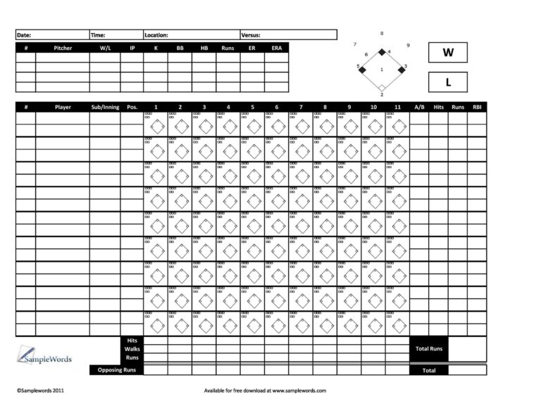 Baseball Printable Scorecard: A Guide to Keeping Track of the Game