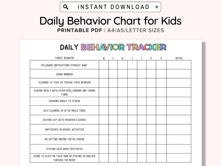 Behavior Chart Printable: A Comprehensive Guide to Using Behavior Charts Effectively