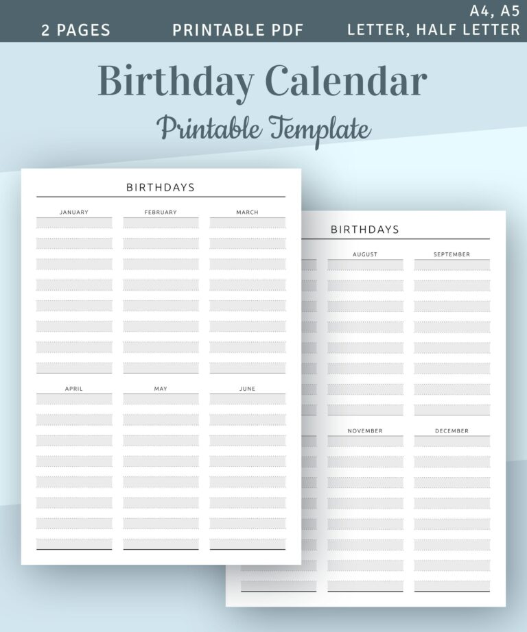 Birthday Calendar Printable: A Comprehensive Guide to Planning and Personalization