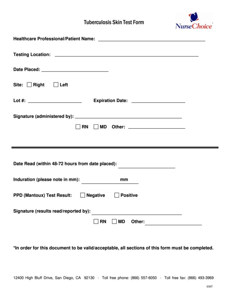 Blank Free Printable TB Test Form: A Comprehensive Guide for Healthcare Professionals