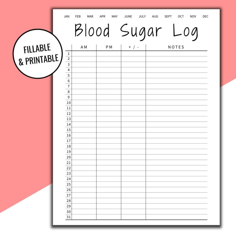 Blood Sugar Log Printable: An Essential Tool for Diabetes Management