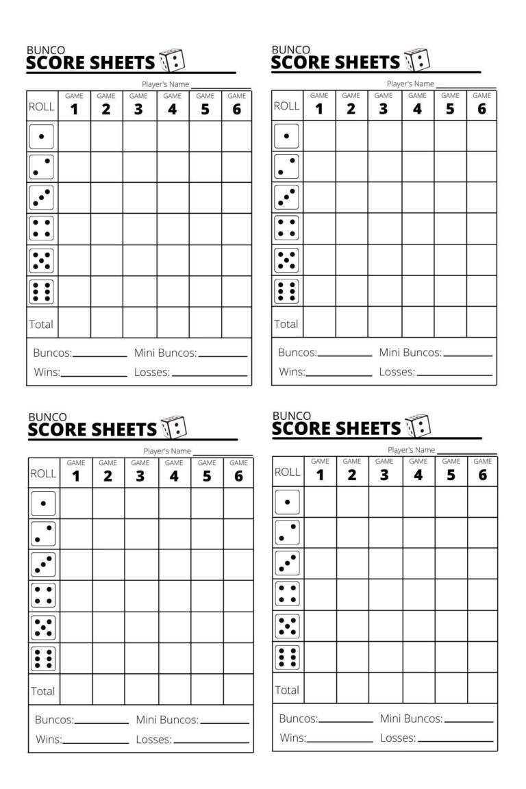 Bunco Printable Score Sheets: Your Essential Guide to Tracking Your Bunco Adventures