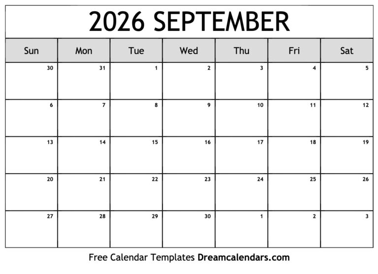 Calendar September 2026 Printable: Your Ultimate Guide to Time Management