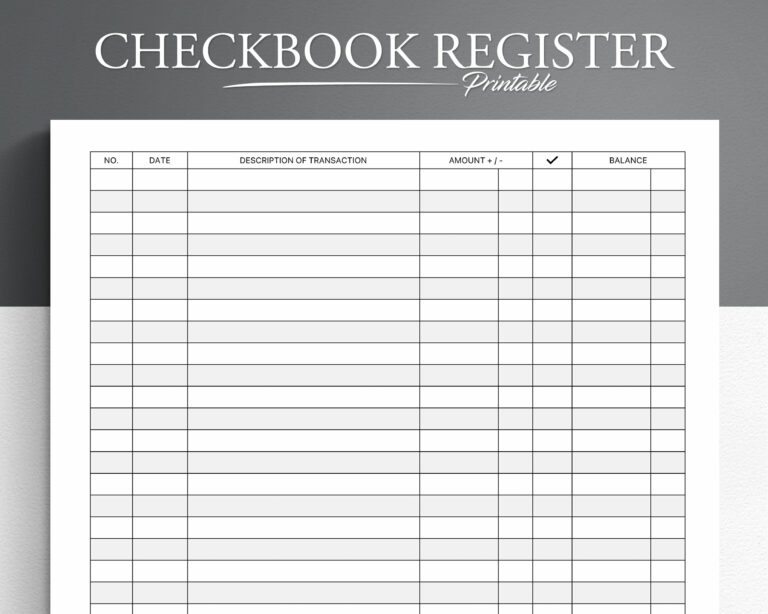 Check Register Printable: A Comprehensive Guide to Managing Your Finances