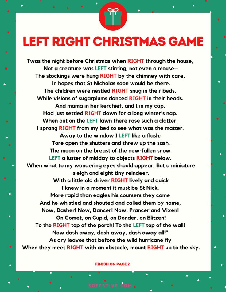 Christmas Left Right Game Printable: Festive Fun for All Ages