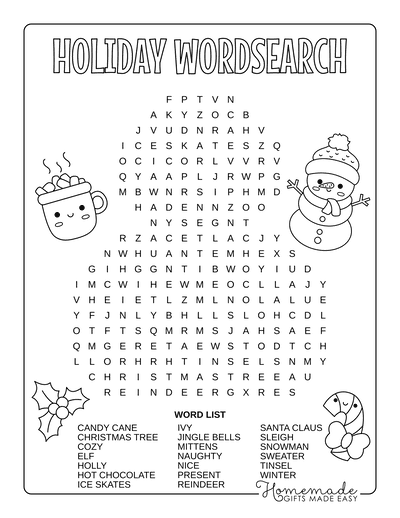 Christmas Word Search Free Printable Pdf