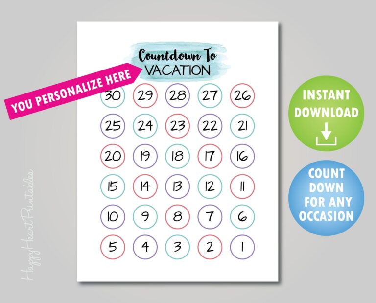 Countdown Calendar Printable: A Guide to Creating and Using Customizable Calendars