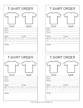 Custom Sweatshirt Order Form Template Free Printable