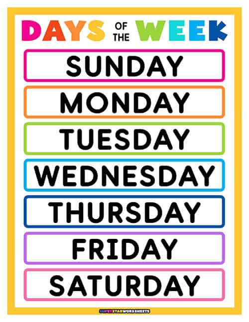 Days of the Week Printable: A Comprehensive Guide to Printing and Using Day of the Week Templates