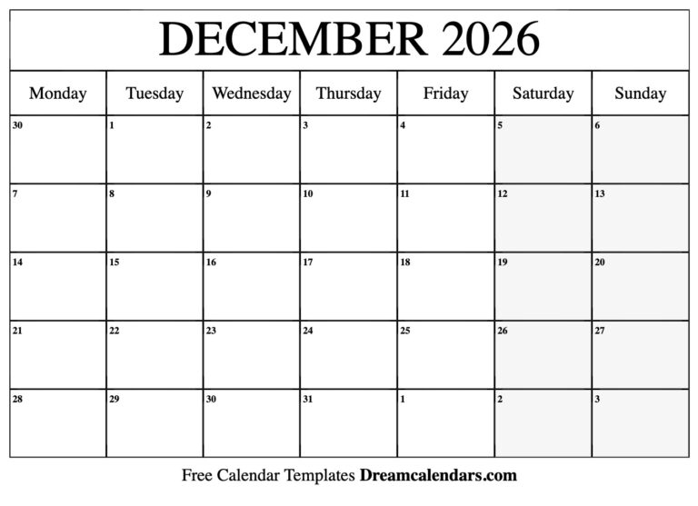 December 2026 Calendar Printable: Your Guide to Planning and Staying Organized