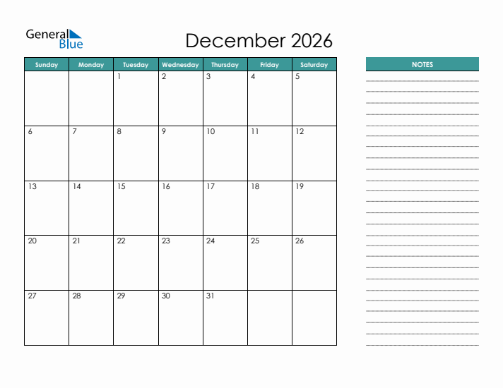 December Calendar 2026 Printable: Plan and Organize Your Month with Style