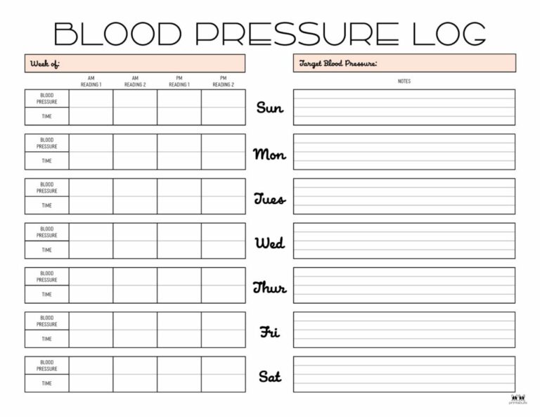 Free Printable Blood Pressure Log Sheets: Track Your Health Effortlessly