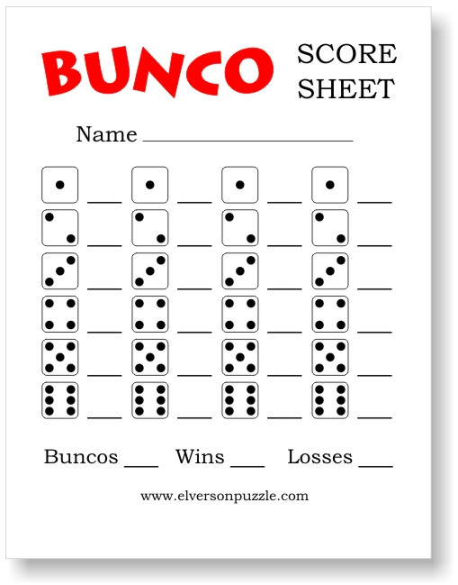 Free Printable Bunco Score Sheets: Keep Track of Your Bunco Games