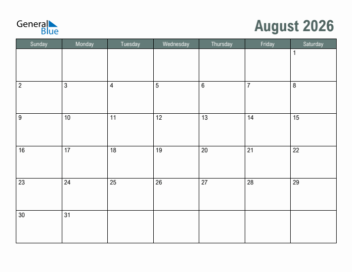 Free Printable Calendar August 2026: Plan Your Month with Ease