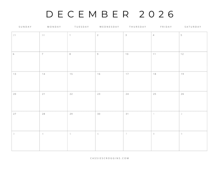 Free Printable Calendar December 2026: Your Essential Guide to Organization