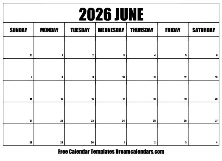 Free Printable Calendar June 2026: Plan and Organize Your Month Effectively