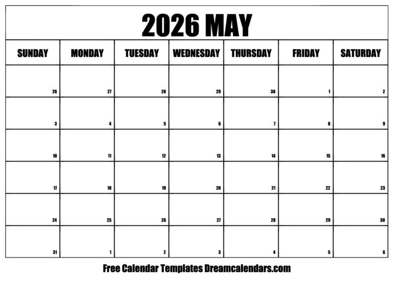 Free Printable Calendar May 2026: Plan Your Month Effectively