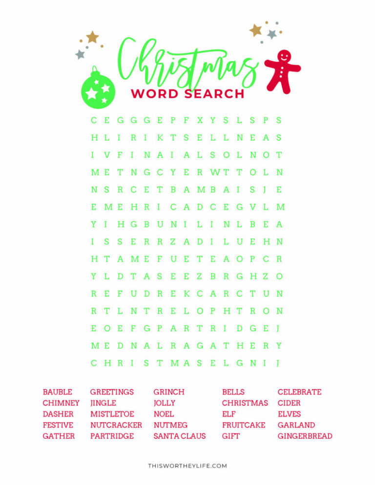 Free Printable Christmas Word Search Puzzles: Festive Fun for All Ages