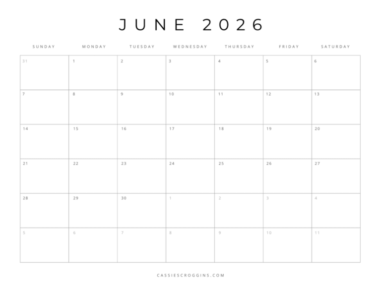 Free Printable June 2026 Calendar PDF: Stay Organized and Productive