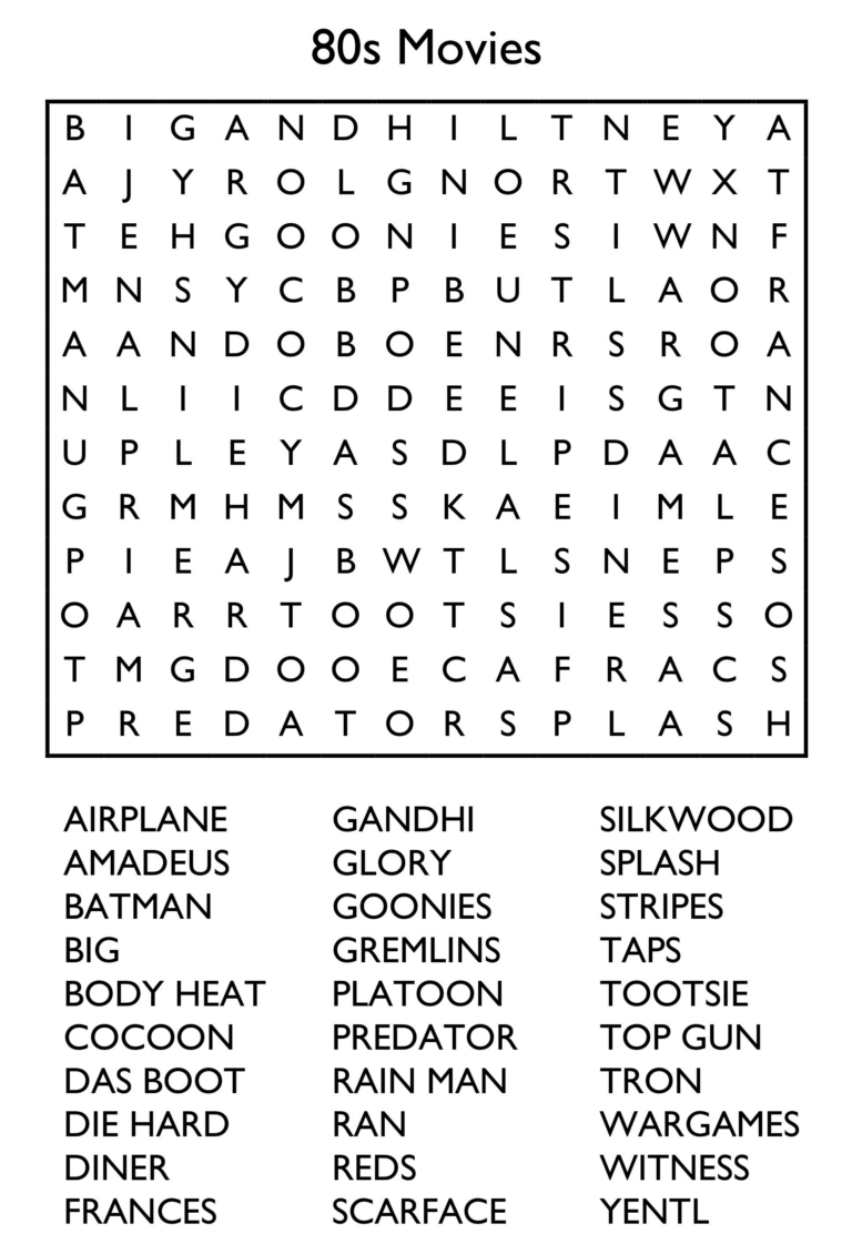 Free Printable Large Print Word Search Puzzles for All