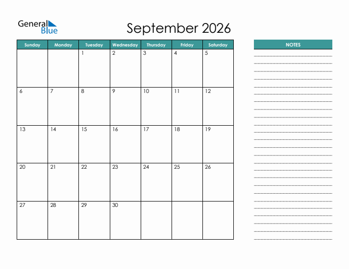 Free Printable September 2026 Calendar: Organize Your Month with Ease