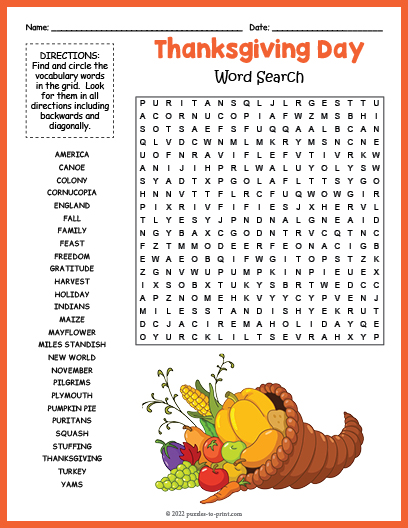 Free Printable Thanksgiving Word Search: A Festive Puzzle for All Ages