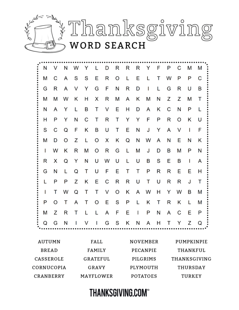 Free Printable Thanksgiving Word Search Puzzles: A Fun and Educational Way to Celebrate