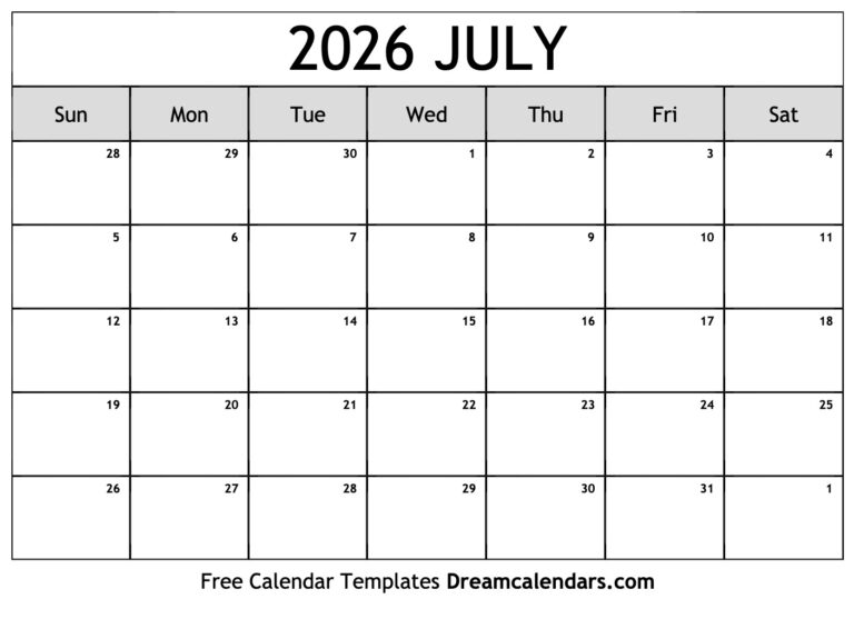 July 2026 Calendar Printable Free: Your Comprehensive Guide to a Productive Year