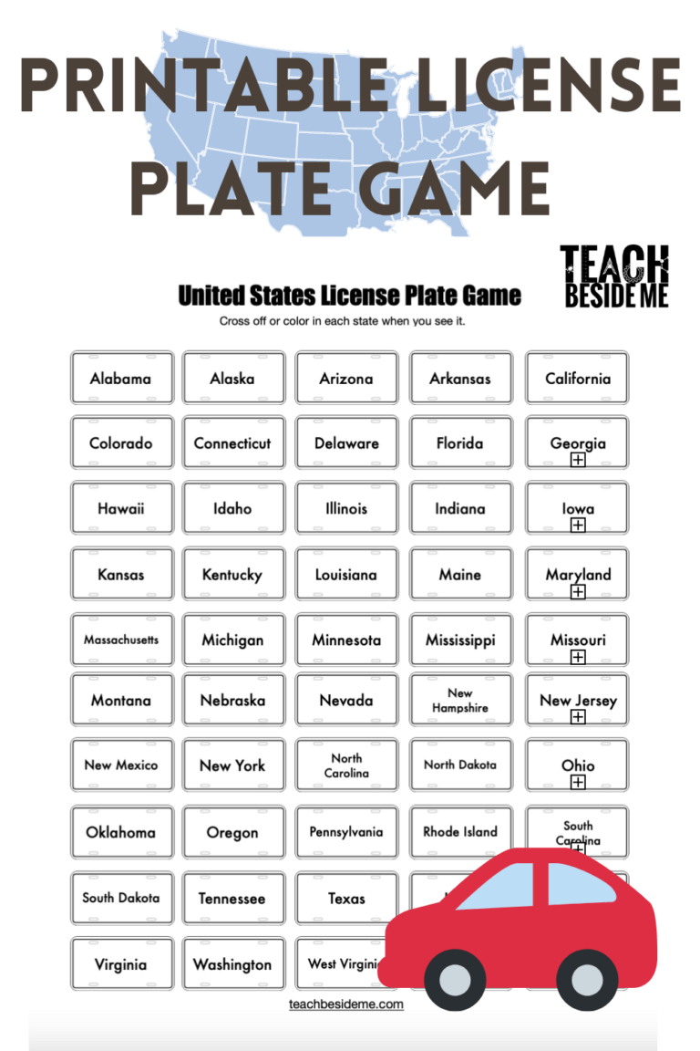 License Plate Printable Game: An Educational and Entertaining Activity for All Ages