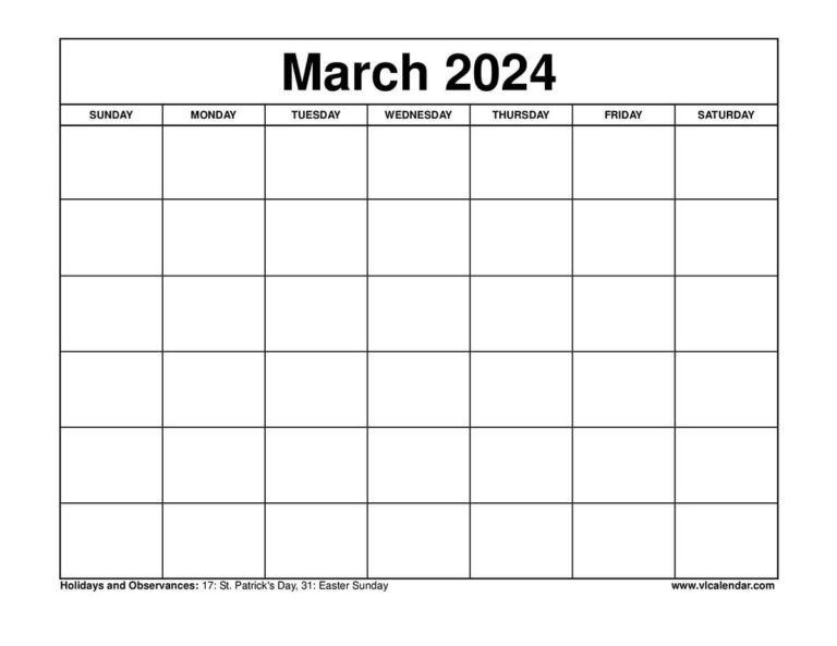 March Calendar Printable: Your Essential Guide to Organization and Planning