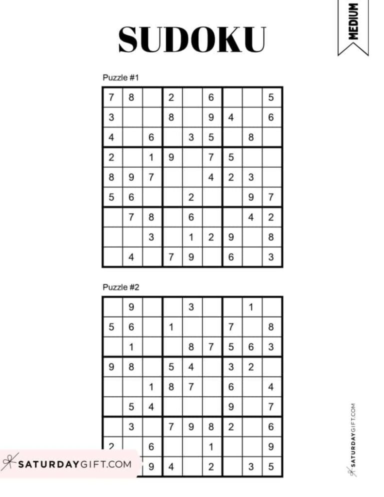 Medium Printable Sudoku: A Guide to Solve and Master