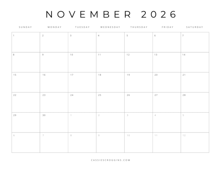 November 2026 Printable Calendar: A Comprehensive Guide to Staying Organized