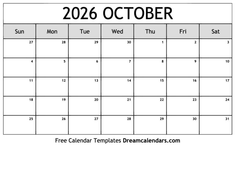 October 2026 Calendar Printable: Your Guide to Time Management and Organization