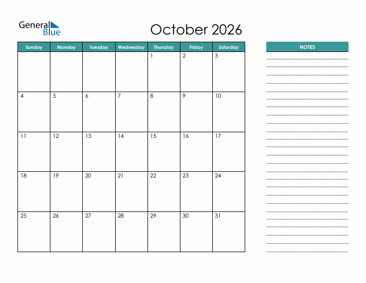 October Calendar 2026 Printable: Plan Your Month with Ease