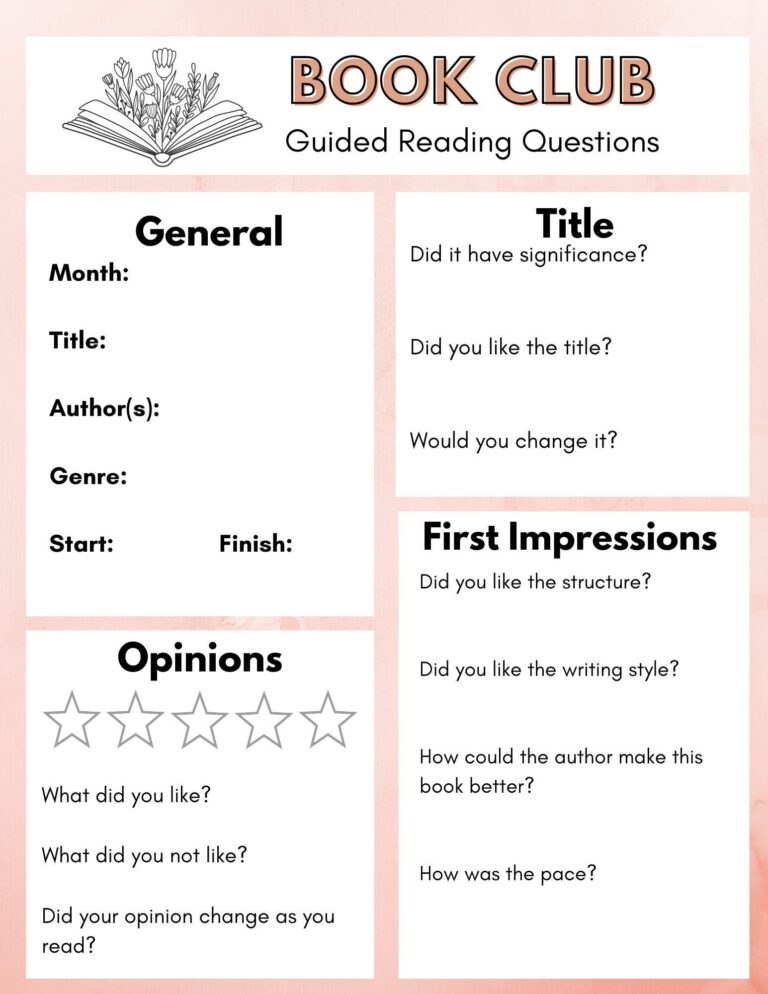 Printable Book Club Discussion Questions: A Guide to Enhance Your Literary Discussions