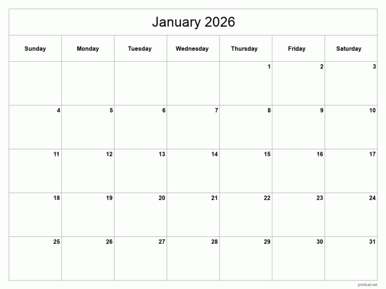 Printable Calendar January 2026: A Comprehensive Guide