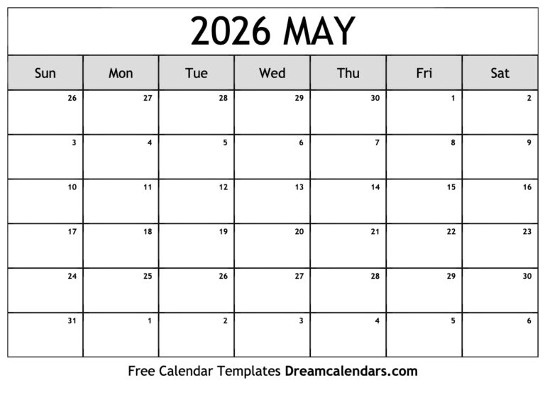 Printable Calendar May 2026: Plan and Organize Your Month