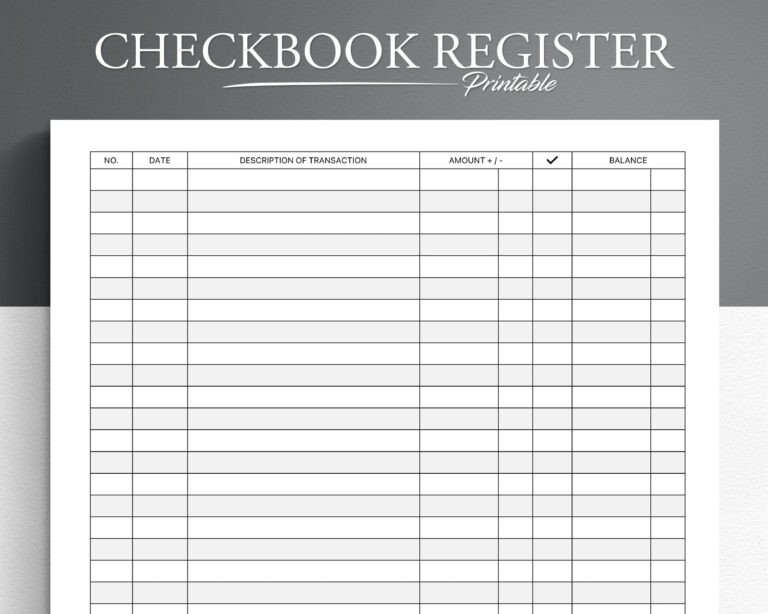 Printable Check Register For Checkbook: A Comprehensive Guide to Manage Your Finances Effectively