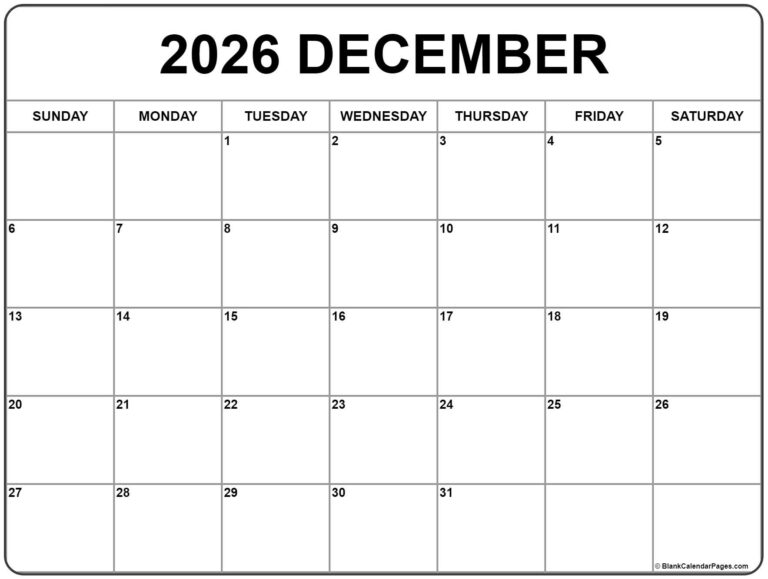 Printable Dec 2026 Calendar: Your Essential Guide to Planning and Productivity