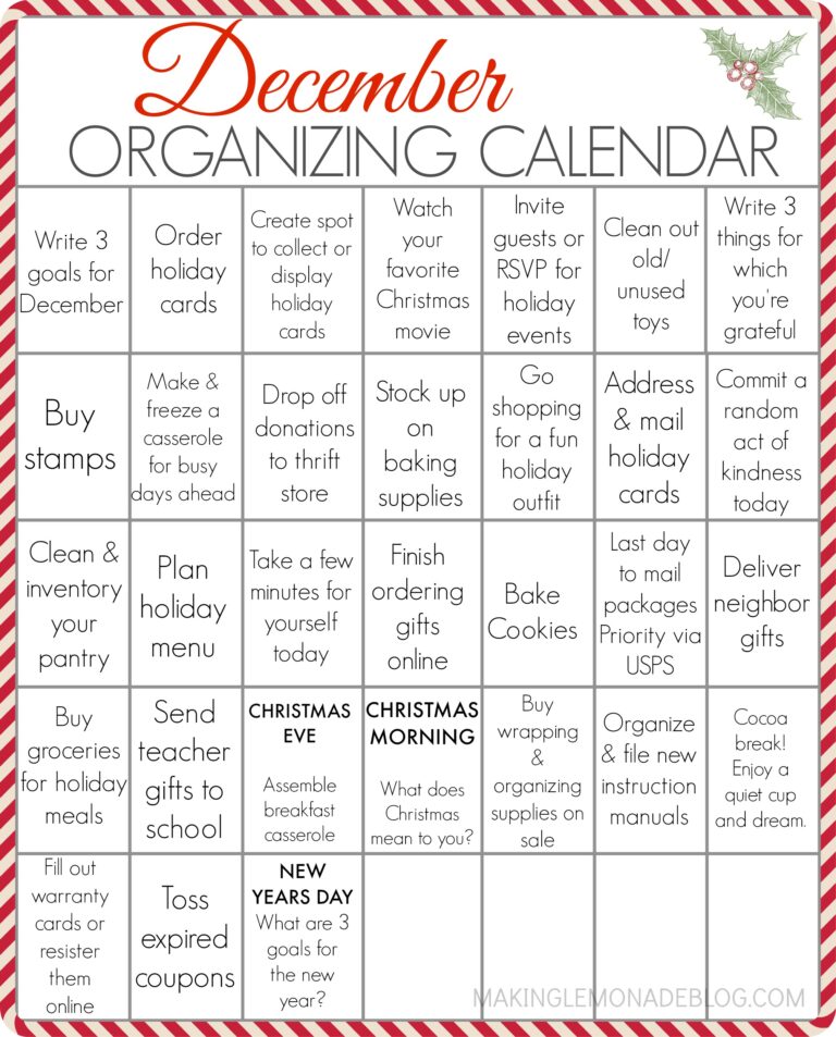 Printable December Calendar: Organize Your Holidays with Style