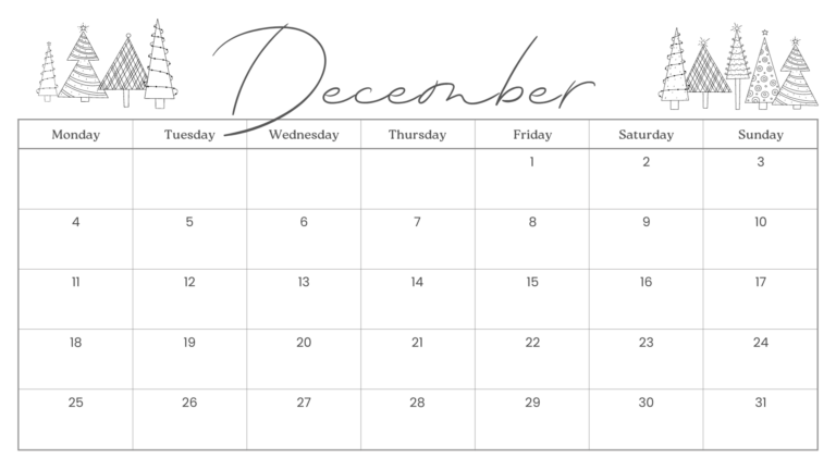 Printable December Calendar: Plan Your Month with Festive Cheer