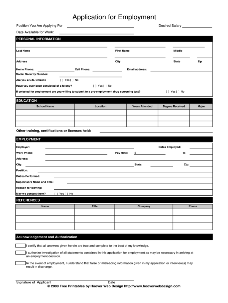 Printable Job Application Template: A Comprehensive Guide for Employers