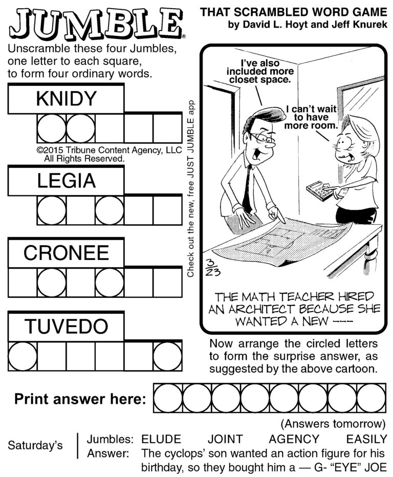 Printable Jumble Puzzle For Today: Unleash Your Brain’s Potential