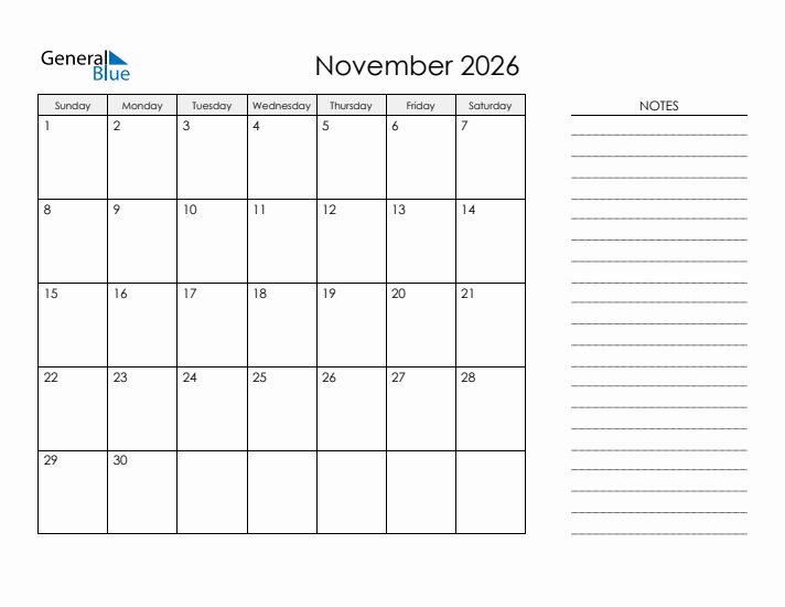 Printable November 2026 Calendar: Your Comprehensive Monthly Planner