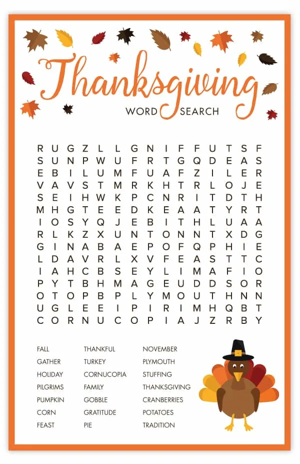 Printable Thanksgiving Games: Festive Fun for All Ages