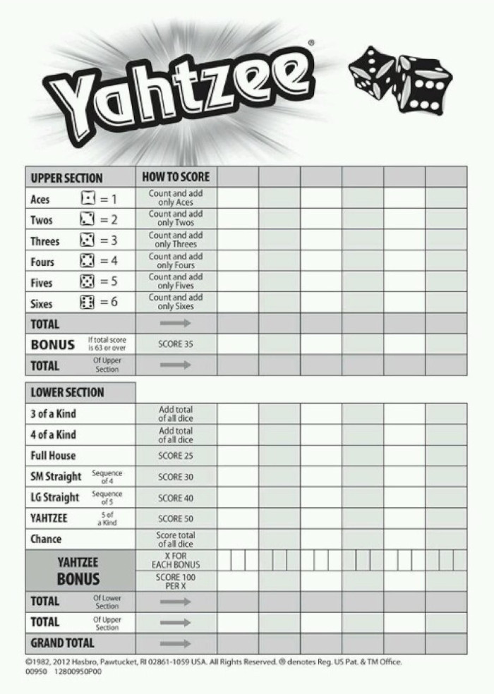 Printable Yahtzee Score Card: A Comprehensive Guide for Tracking Your Rolls