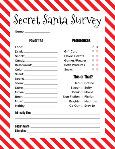 Secret Santa Form Printable: A Guide to Stress-Free Gift-Giving