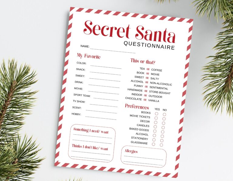 Secret Santa Forms Printable: A Comprehensive Guide to Streamlining Your Holiday Gift Exchange